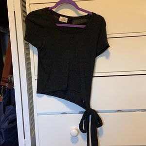 Black t shirt with adjustable tie